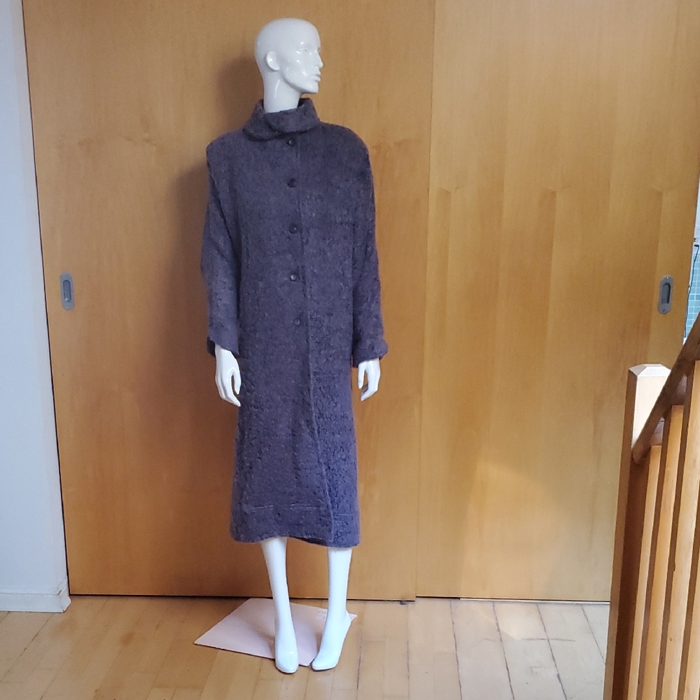 Elegant Vintage Lined Wool Gray Trench Coat For Winter